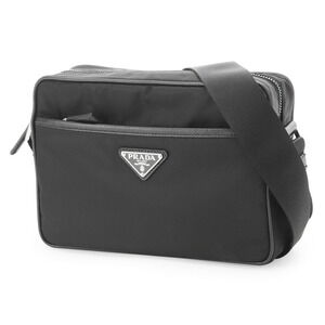 Prada Re Nylon Saffiano leather shoulder bag Black